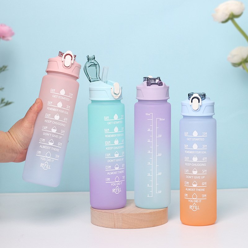 BPA Free 750ML Outdoor Sports Camping Plastic Water Bottle Fitness Water Jug Time Marker Large Motivational Drinkware USA