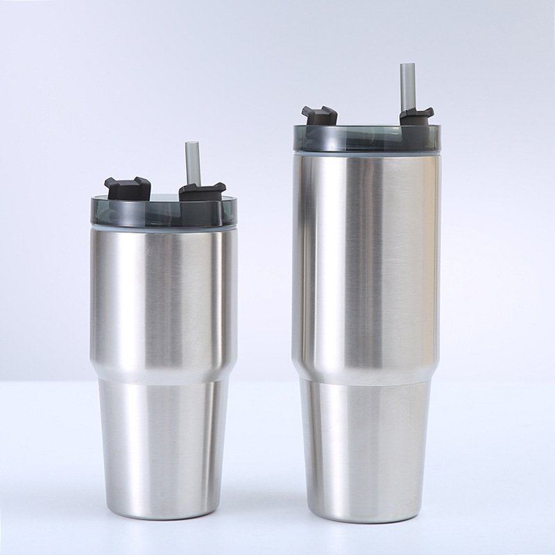 2024 Insulated Stainless Steel Water Cup 30oz Thermal Drink Bottle Double Wall Vacuum Flask With Lid And Straw