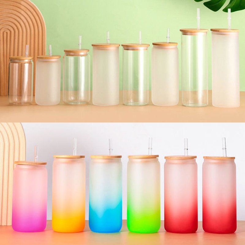 Hot Sale 16oz custom drinkware cups with lids and straws tea cup coffee mug glass cup with bamboo lid