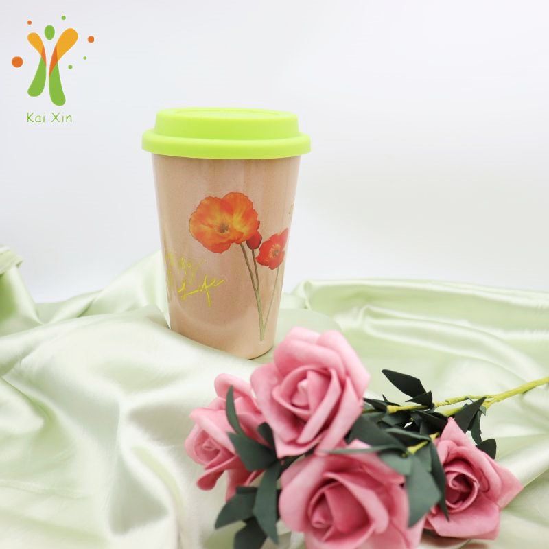 Natural rice husk coffee cup eco-friendly reusable custom color bamboo travel coffee mug take away BPA free coffee husk cup