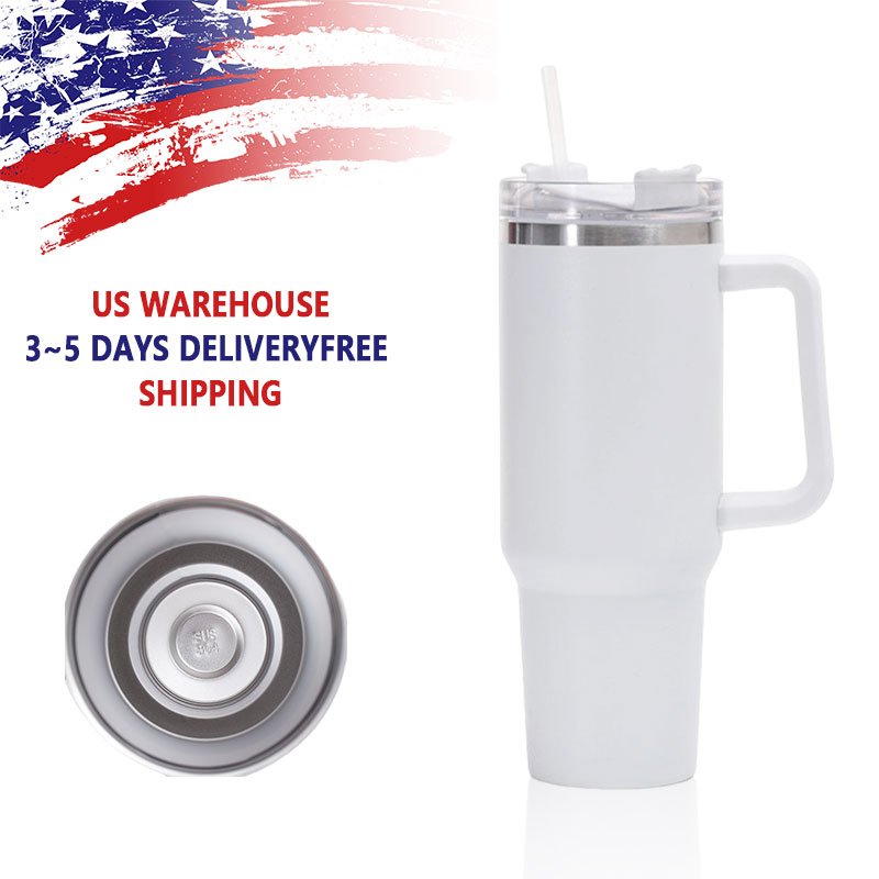Hot Sale 40oz Tumbler Stainless Steel White Blank Sublimation Travel Coffee Mug with Handle Heat Press