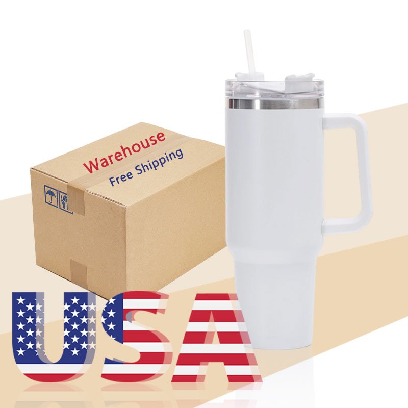 Hot Sale 40oz Tumbler Stainless Steel White Blank Sublimation Travel Coffee Mug with Handle Heat Press