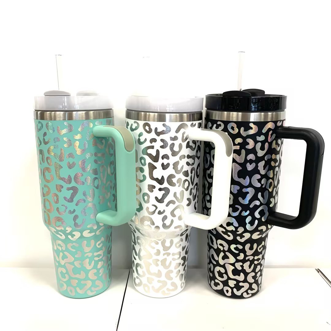 Adventure h2.0 fluid pink 40oz stainless steel insulated tumbler 40 oz travel mug with straw and handle lid