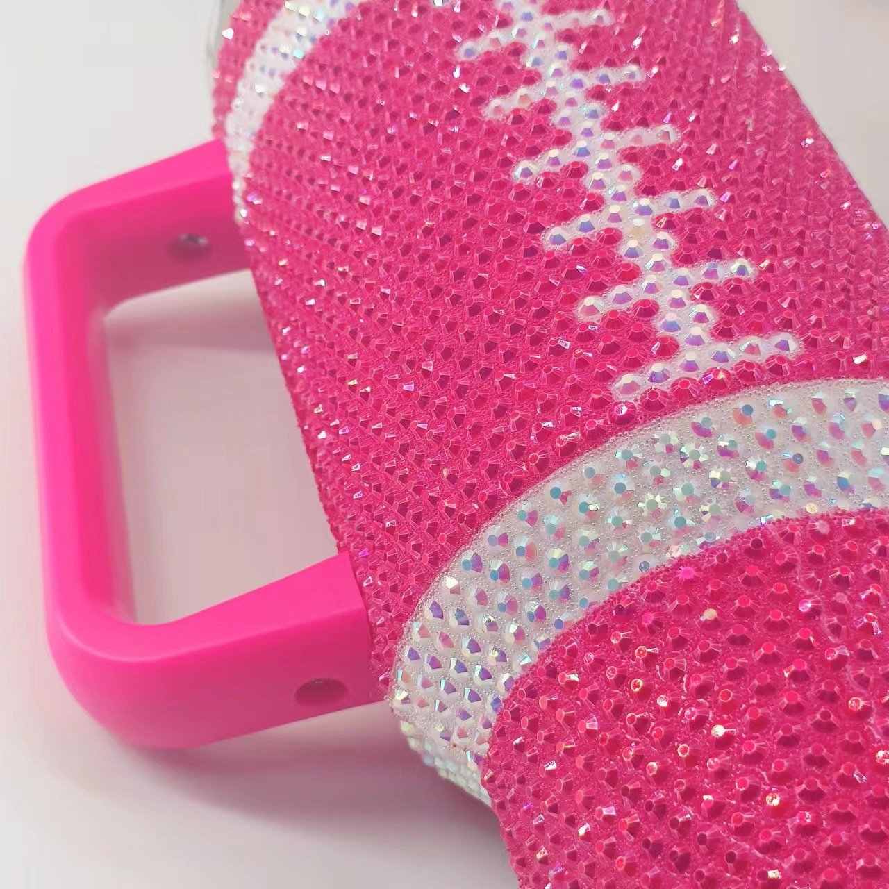 2024 double wall Leak Proof Rhinestone Travel Coffee Mug with handle lid and straw 40oz bling rhinestone tumbler