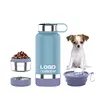 Custom Logo 1000ml Stainless Steel Portable Pet Water Bottle Dispenser Water Bottle With Dog Water Bottle Bowl