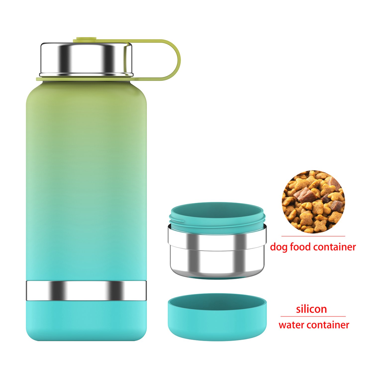 Custom Logo 1000ml Stainless Steel Portable Pet Water Bottle Dispenser Water Bottle With Dog Water Bottle Bowl