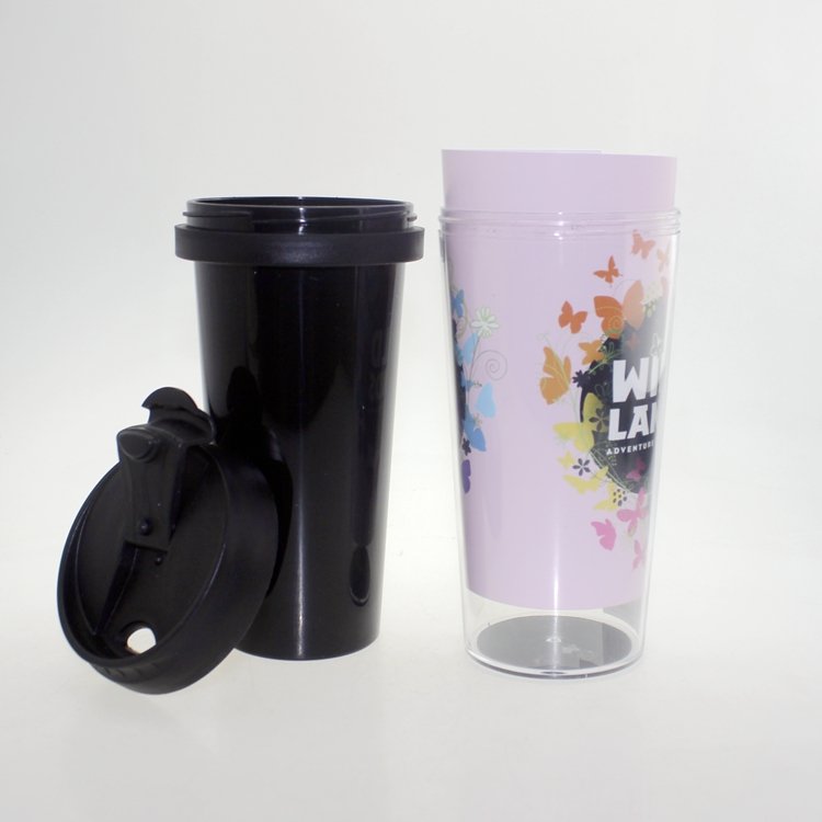 16oz Sublimation plastic travel mug with insert personalized photo coffee mug with removable insert