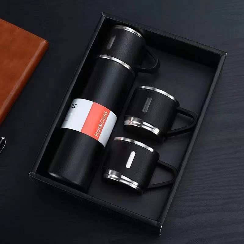 Custom Gift Logo 304 Stainless Steel vacuum flask Thermal Bottle And Cups gift travel mug cup