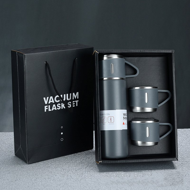 Custom Gift Logo 304 Stainless Steel vacuum flask Thermal Bottle And Cups gift travel mug cup