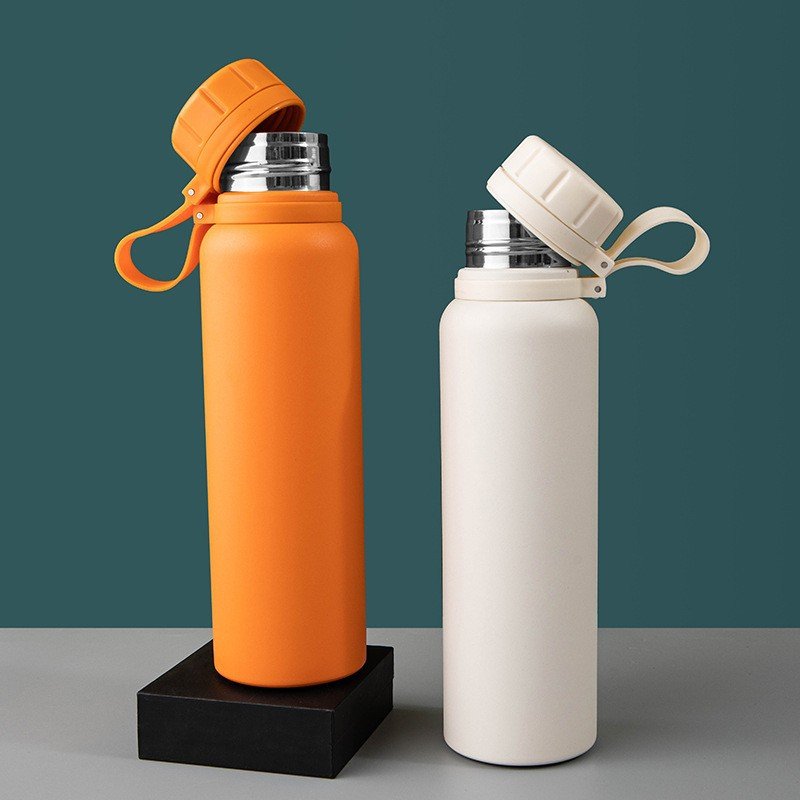 Business custom 750ml portable double wall vacuum thermos flask stainless steel insulated water bottle with strap