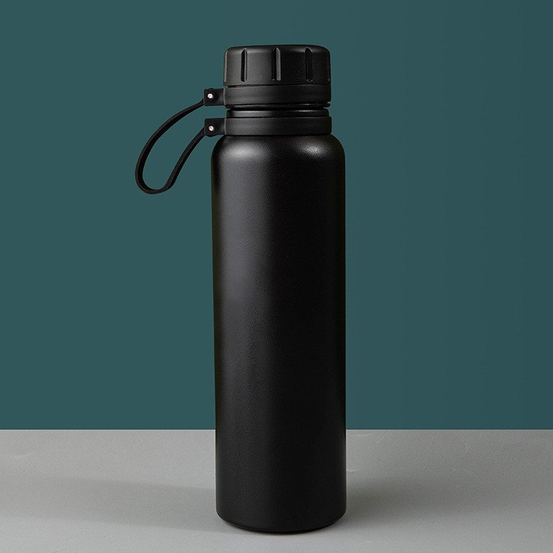 Business custom 750ml portable double wall vacuum thermos flask stainless steel insulated water bottle with strap