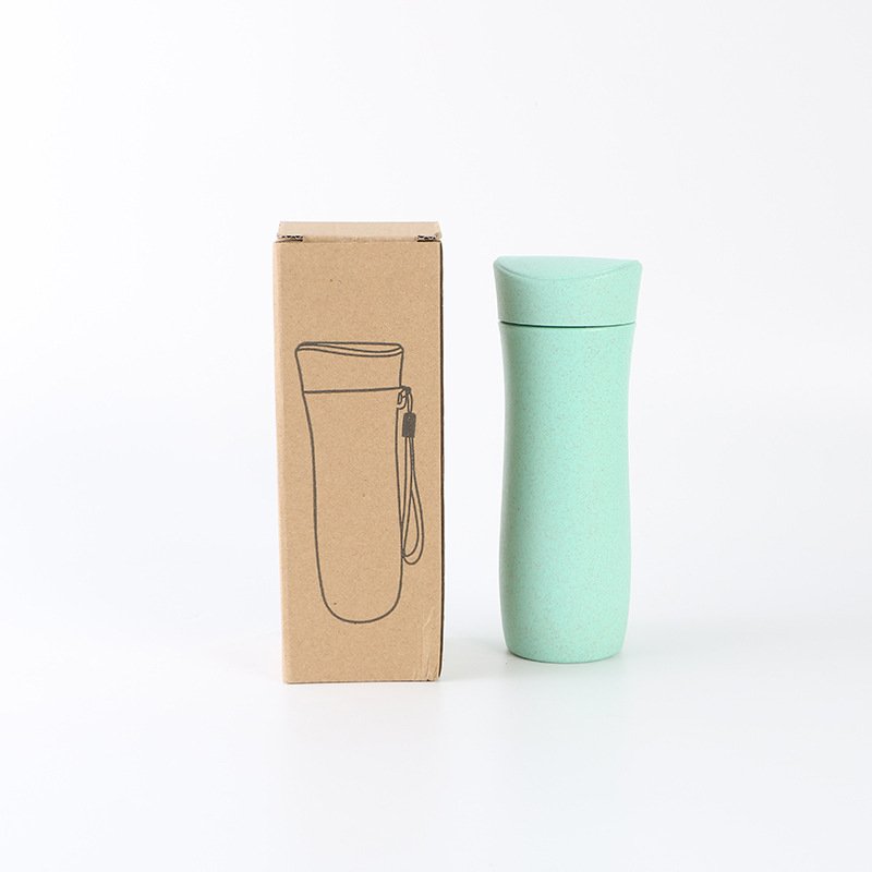 Custom Logo Bpa Free Portable 400ml Wheat Straw Sustainable Water Bottles With Lid