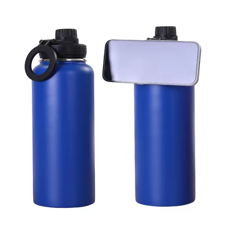 2024 New Arrival Magnetic Double Wall Vacuum Insulated 304 Stainless Steel Phone holder Flask Water Bottle with Magnetic Lid