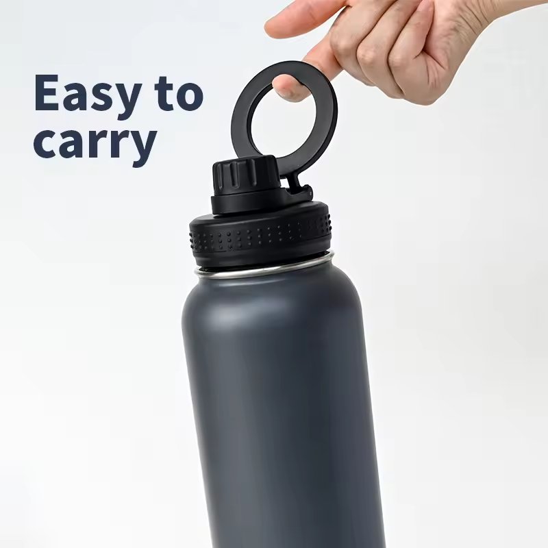 2024 New Arrival Magnetic Double Wall Vacuum Insulated 304 Stainless Steel Phone holder Flask Water Bottle with Magnetic Lid