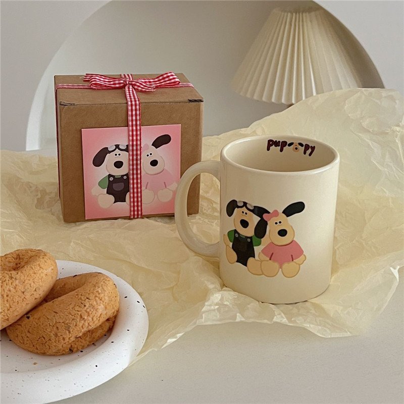2024 New Cute Puppy Mug Female Household Large Capacity Ceramic Cup With Lid Coffee Cup
