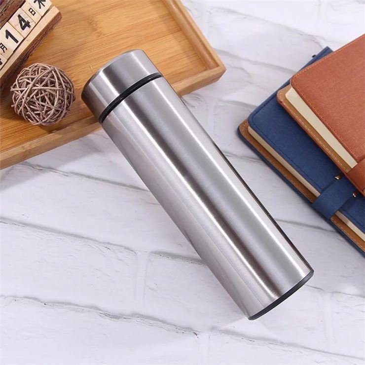Creative LED intelligent temperature measuring flask outdoor car stainless steel vacuum cup with cup brush