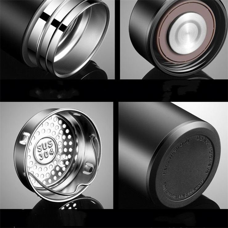 Creative LED intelligent temperature measuring flask outdoor car stainless steel vacuum cup with cup brush