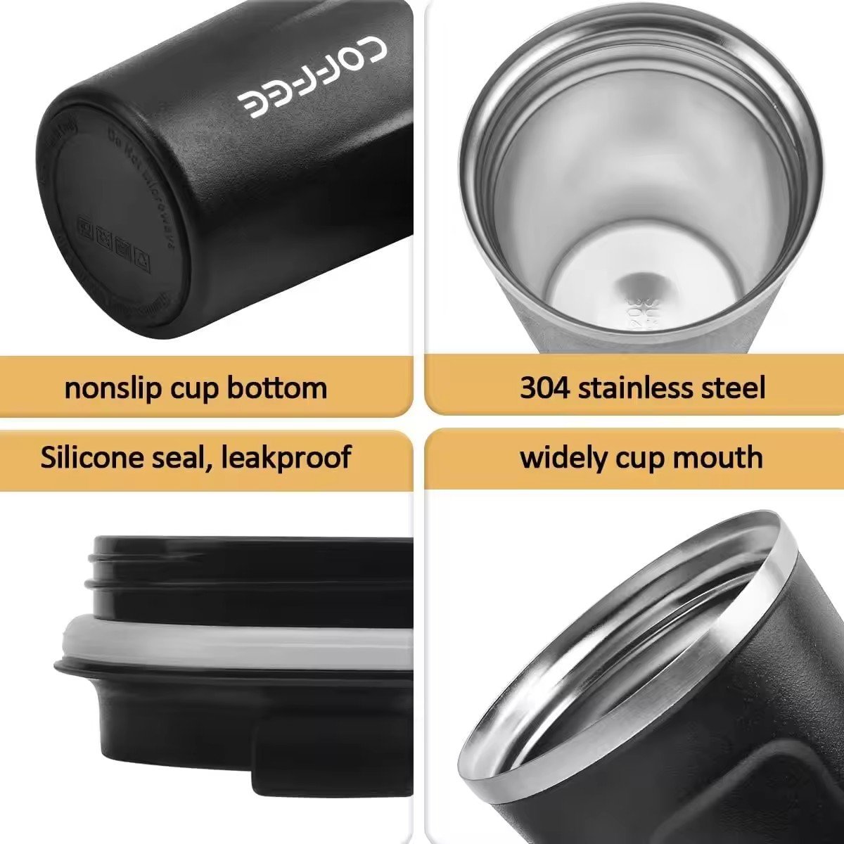 Hot Sell Custom Logo 380ml 12oz Stainless Steel Reusable Water Vacuum Insulated Leakproof Lids Double Wall Travel Coffee Mug