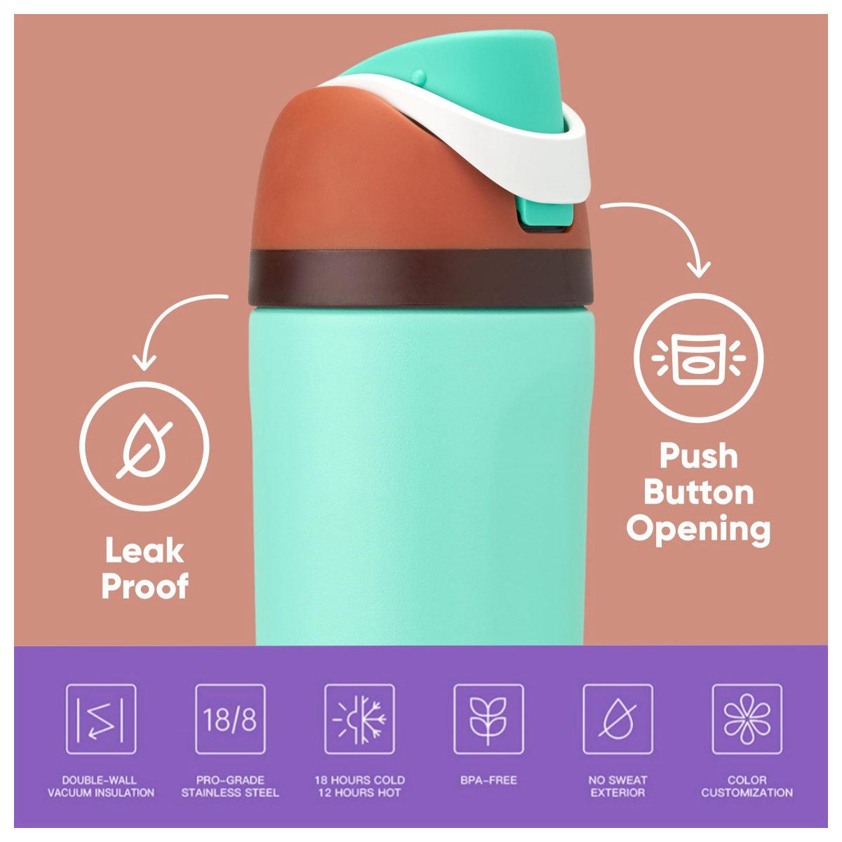 BPA Free Double-Wall Stainless Steel Water Bottle Kids Wide Mouth Sport Flask Convenient Classic Straw Vacuum Flasks Thermoses