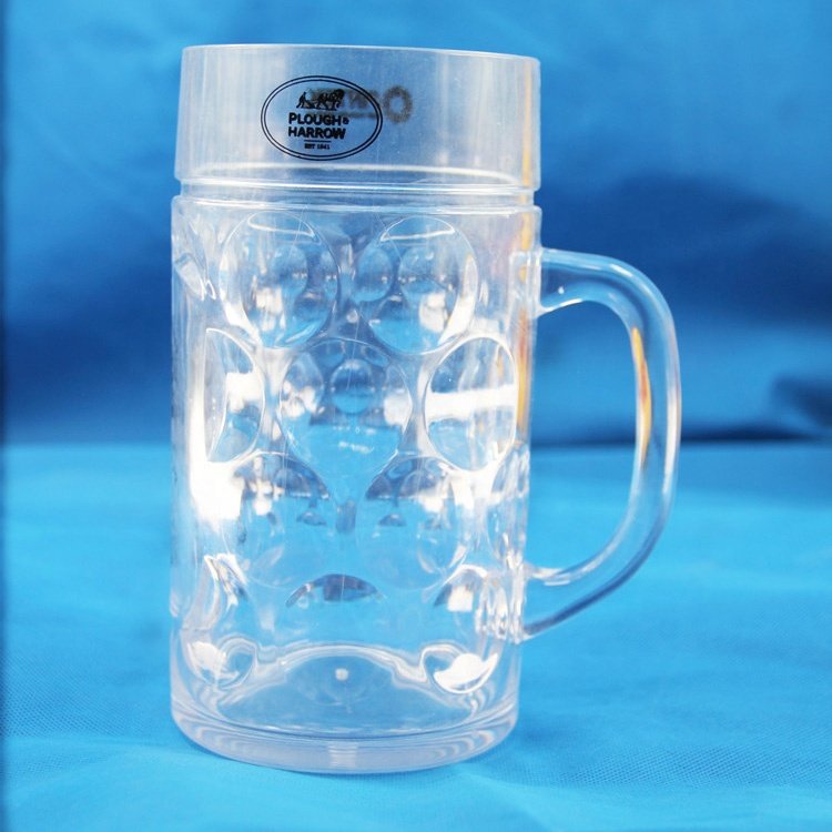1L Large Dimpled Plastic Tankard Drink German Beer Stein Mug with Handle