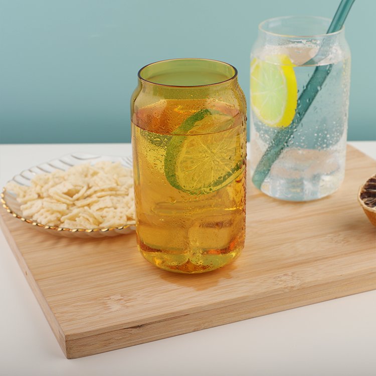 Drinking Glasses 12oz Dishwasher available Sublimation Blanks tumbler borosilicate beer can glass cup with bamboo lids and straw