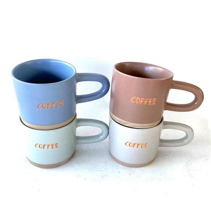 ZSC Daily used high quality Red Color outside white design Handmade Ceramic Mugs Christmas Embossed Logo Ceramic Mug
