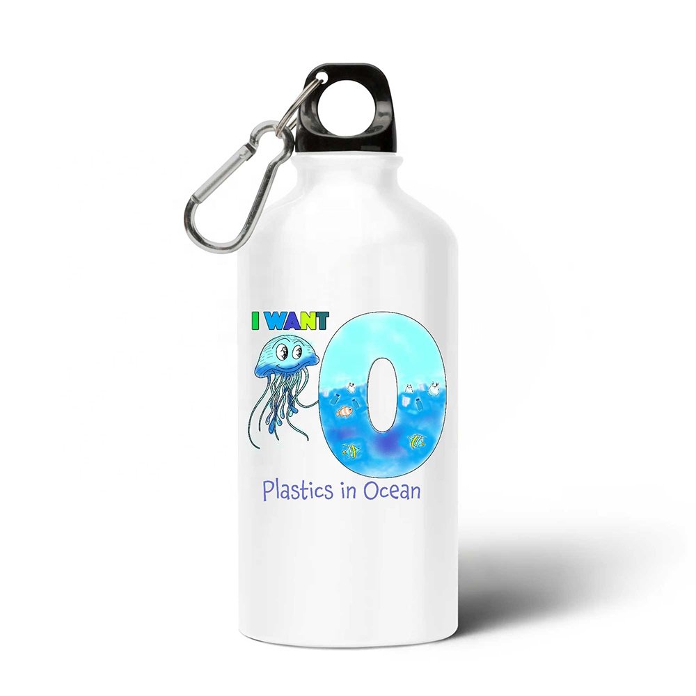 White Fitness 500ML BPA Free Aluminium Single Wall Insulated Sports Drinking Water Bottle with LOGO