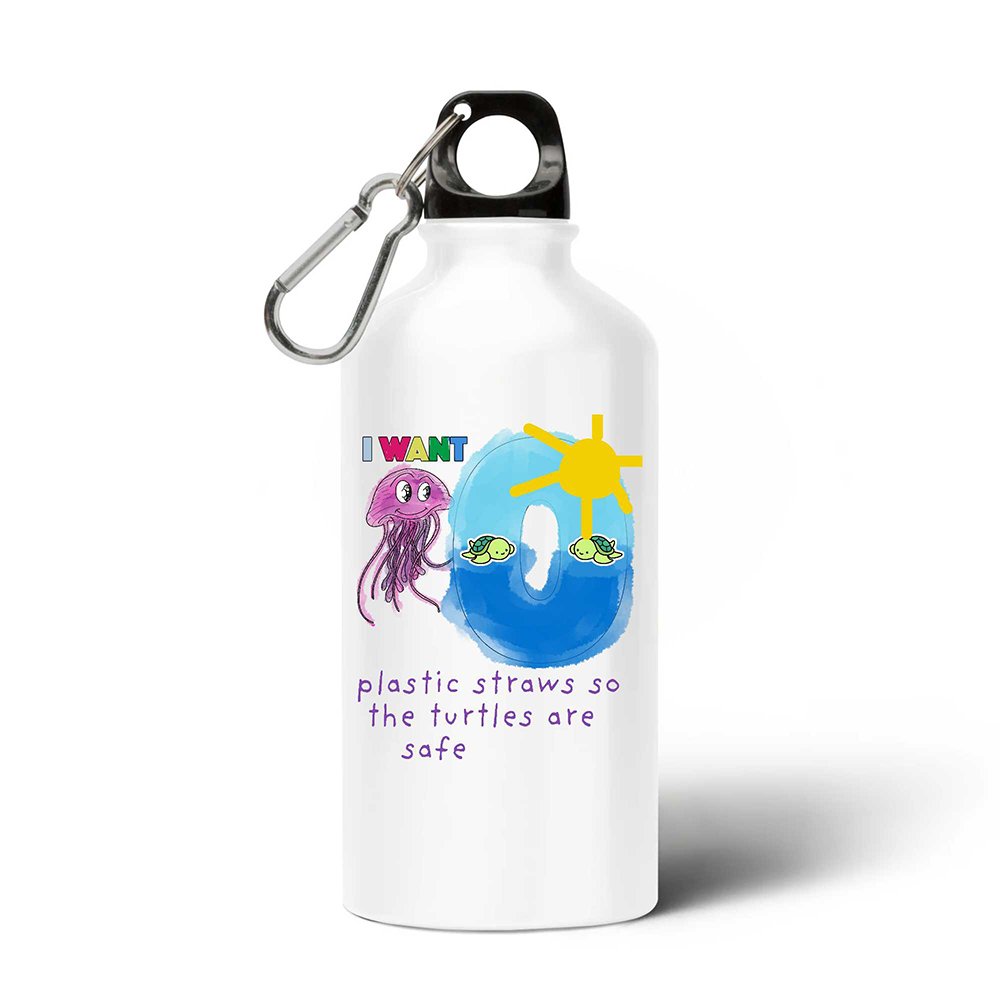 White Fitness 500ML BPA Free Aluminium Single Wall Insulated Sports Drinking Water Bottle with LOGO