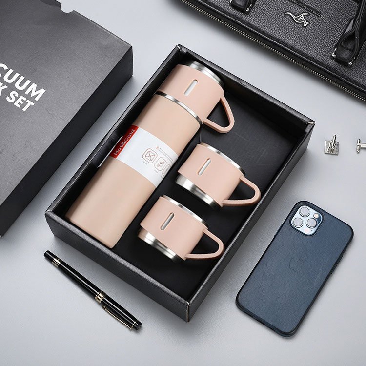 Custom Logo Luxury Corporate Business Gift Box Set Drinkware Set Thermos Vacuum Flask Stainless Steel Water Bottle With 2 Cup
