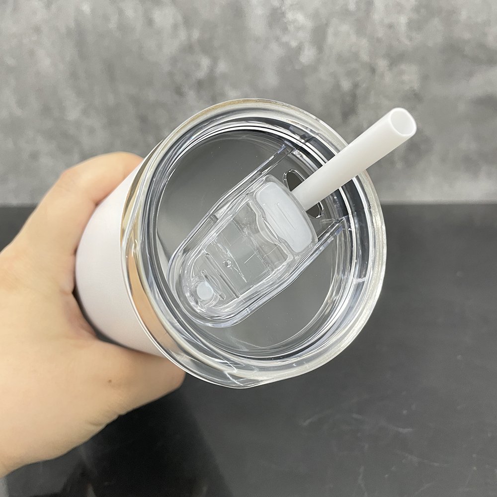 New 20oz mirror copper underneath straight skinny tumbler white black powder stainless steel vacuum water bottle for laser print