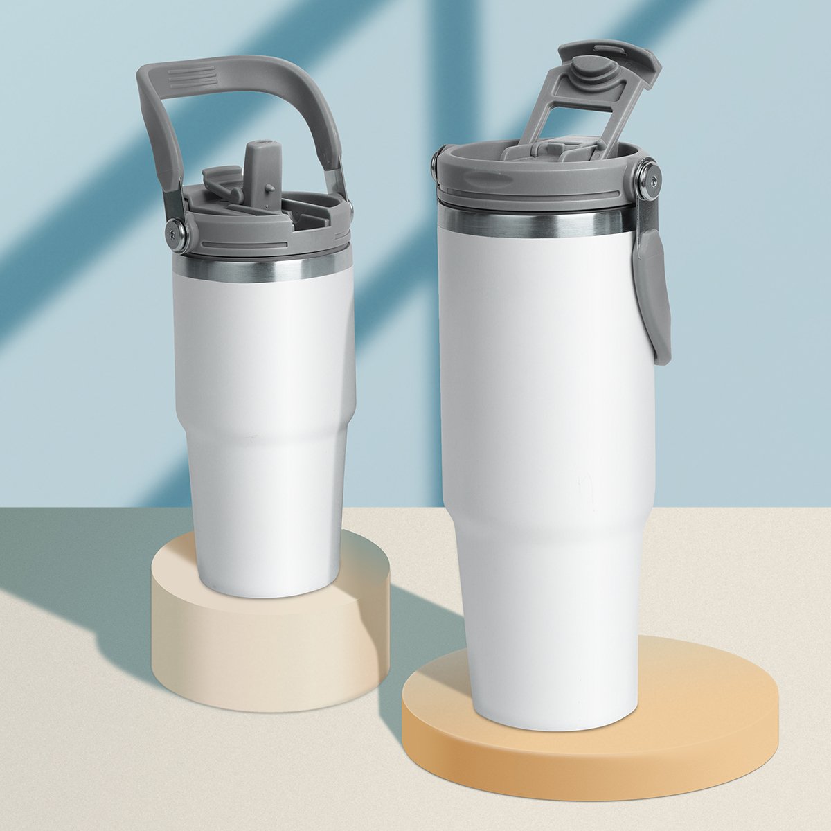 Grinkwell 600ml Thermoses Vacuum Flask Double Wall Stainless Steel Water Bottle With Plastic Handle