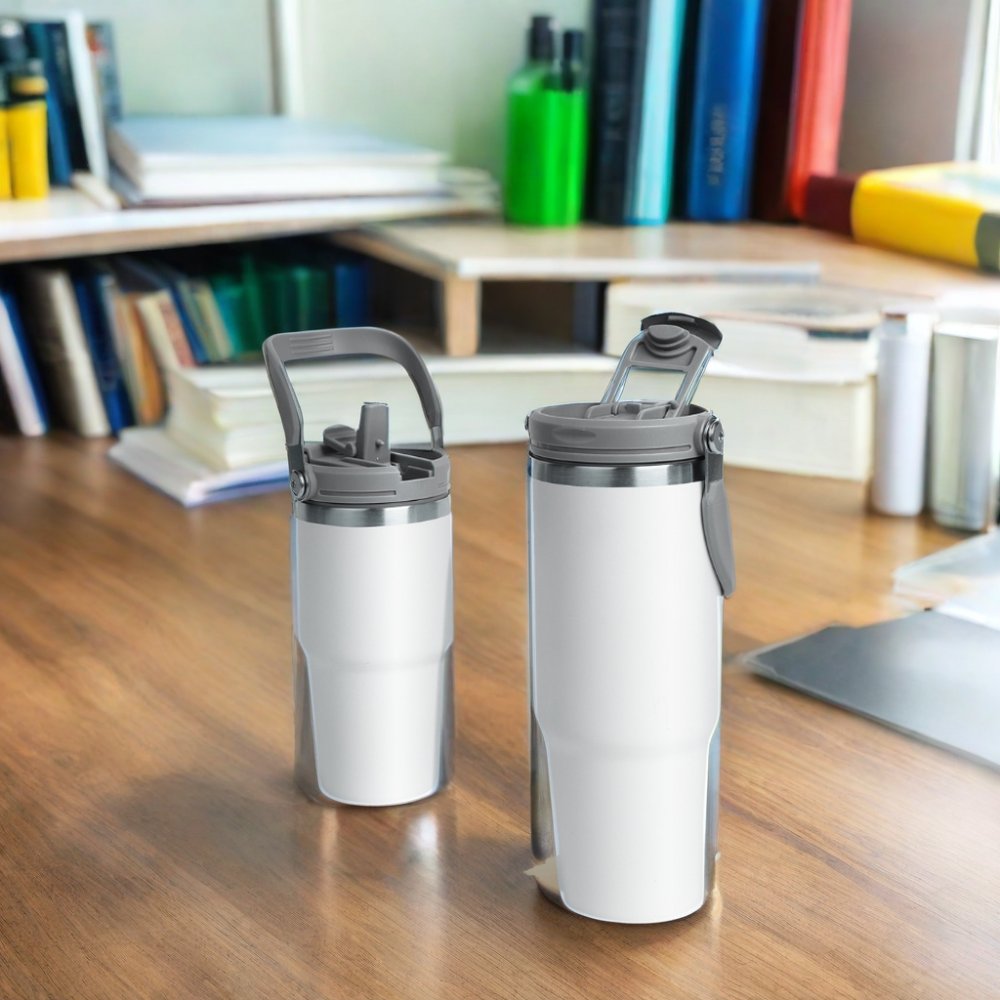 Grinkwell 600ml Thermoses Vacuum Flask Double Wall Stainless Steel Water Bottle With Plastic Handle