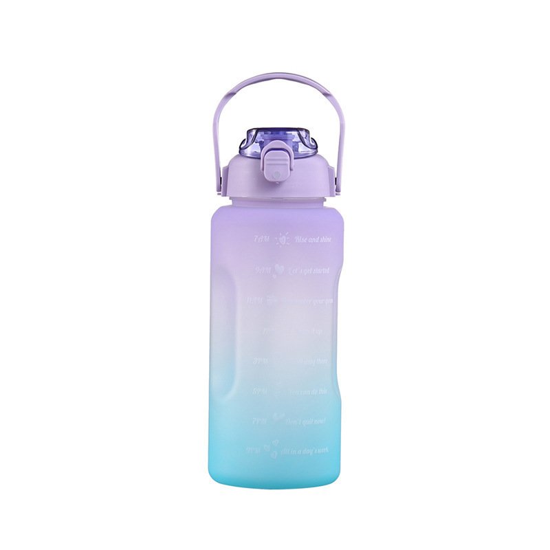 2L/ 64OZ Portable Fitness Large Capacity Half Gallon Frosted Time Marker gym Water Bottle With Handle