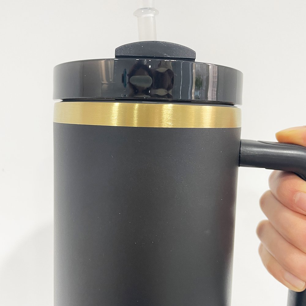 new arrival gold plated 40oz double walled stainless steel tumbler with lid and straws keeps water hot and cold for hours