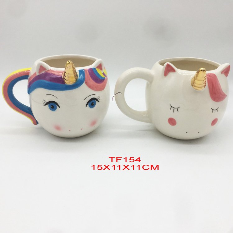 Lucky Animal Tea Cup Cute white Creative Christmas Gifts Ceramic porcelain unicorn Coffee Mugs sublimation mug printing kawaii