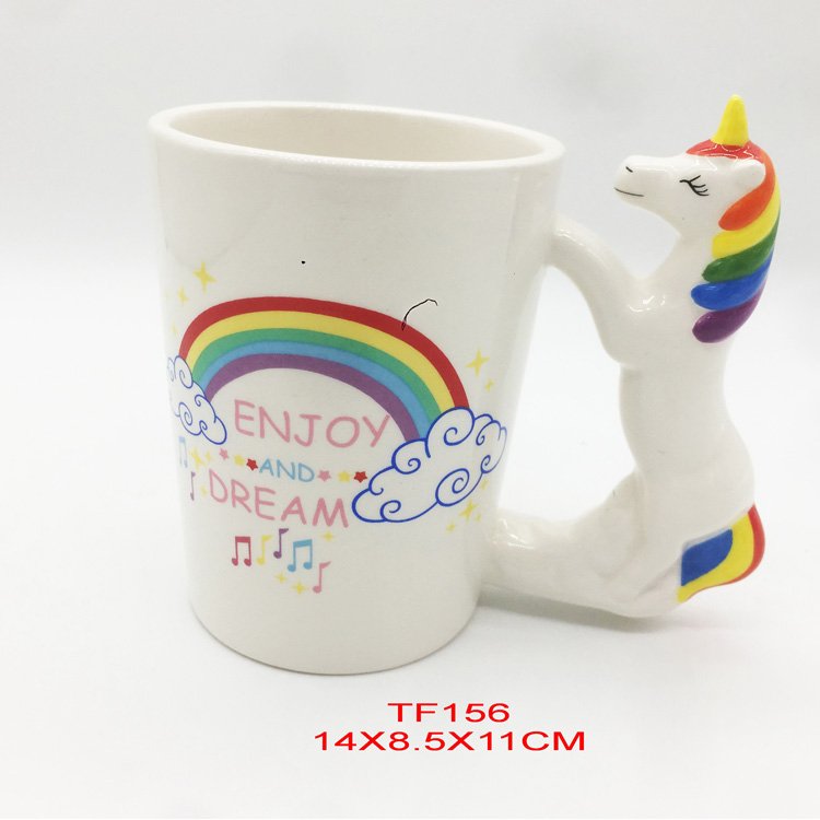 Lucky Animal Tea Cup Cute white Creative Christmas Gifts Ceramic porcelain unicorn Coffee Mugs sublimation mug printing kawaii