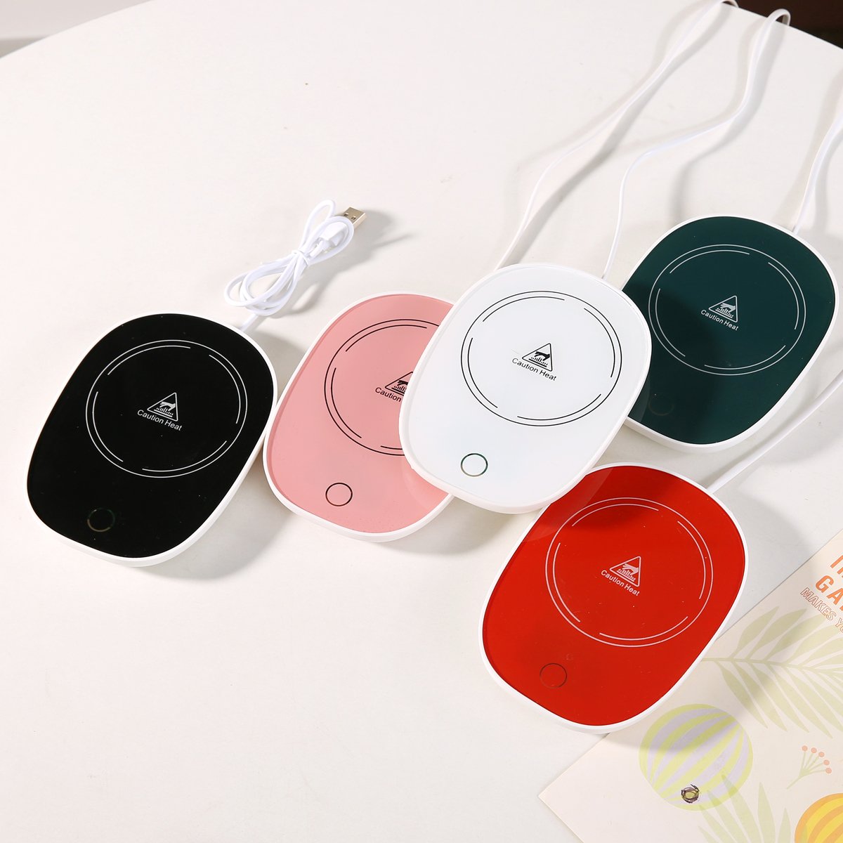 Custom Logo Smart Heating Pad Temperature Control 55 Degree Ceramic Heated Coffee Mug Electric Charging Cup Warmer