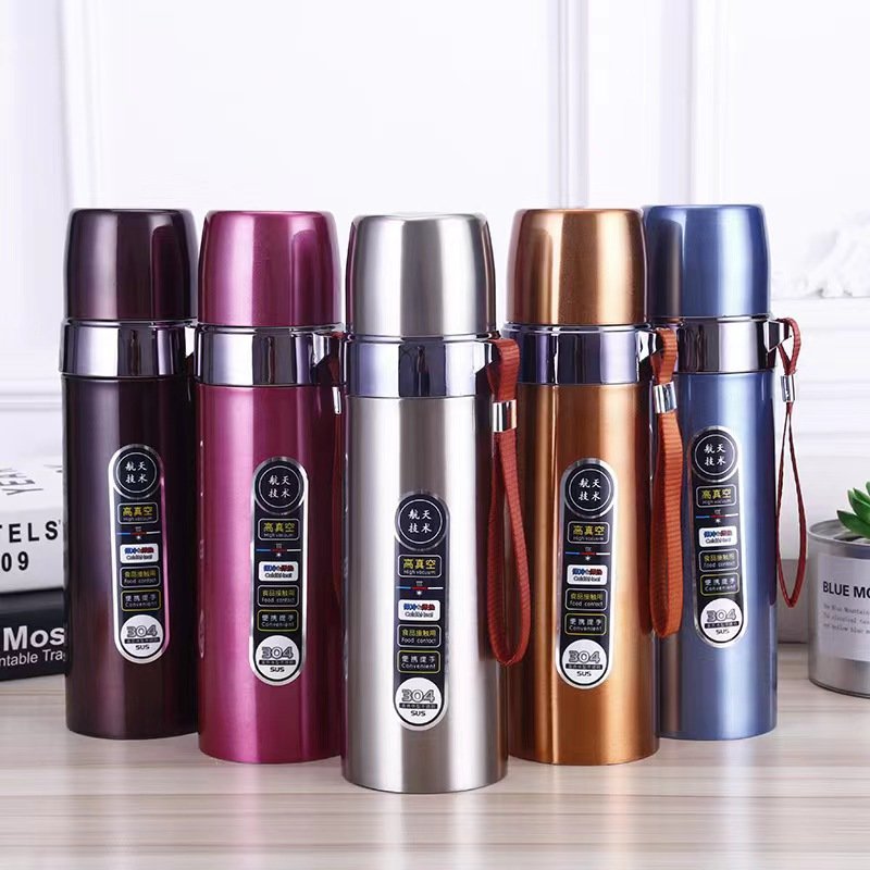 500ML Large Capacity Stainless Steel Thermos Portable Vacuum Flask Insulated Tumbler with Rope Thermal Bottle Drinkware