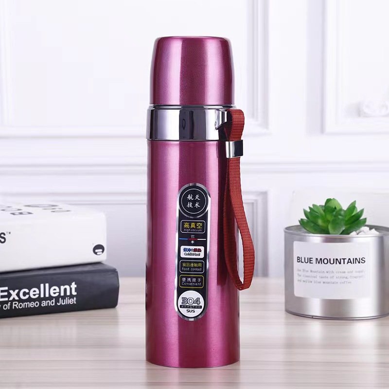 500ML Large Capacity Stainless Steel Thermos Portable Vacuum Flask Insulated Tumbler with Rope Thermal Bottle Drinkware