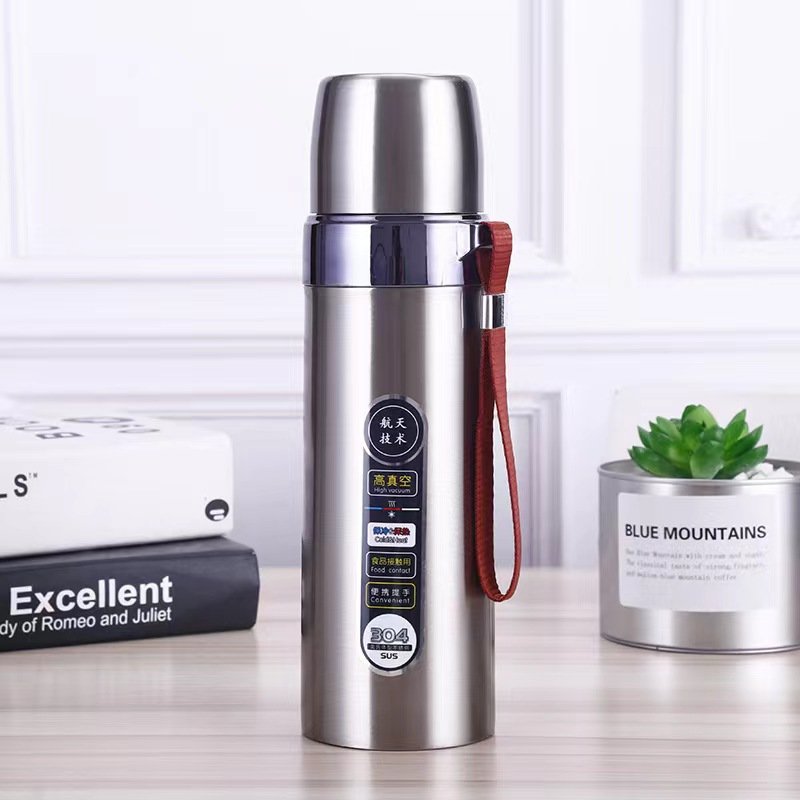 500ML Large Capacity Stainless Steel Thermos Portable Vacuum Flask Insulated Tumbler with Rope Thermal Bottle Drinkware