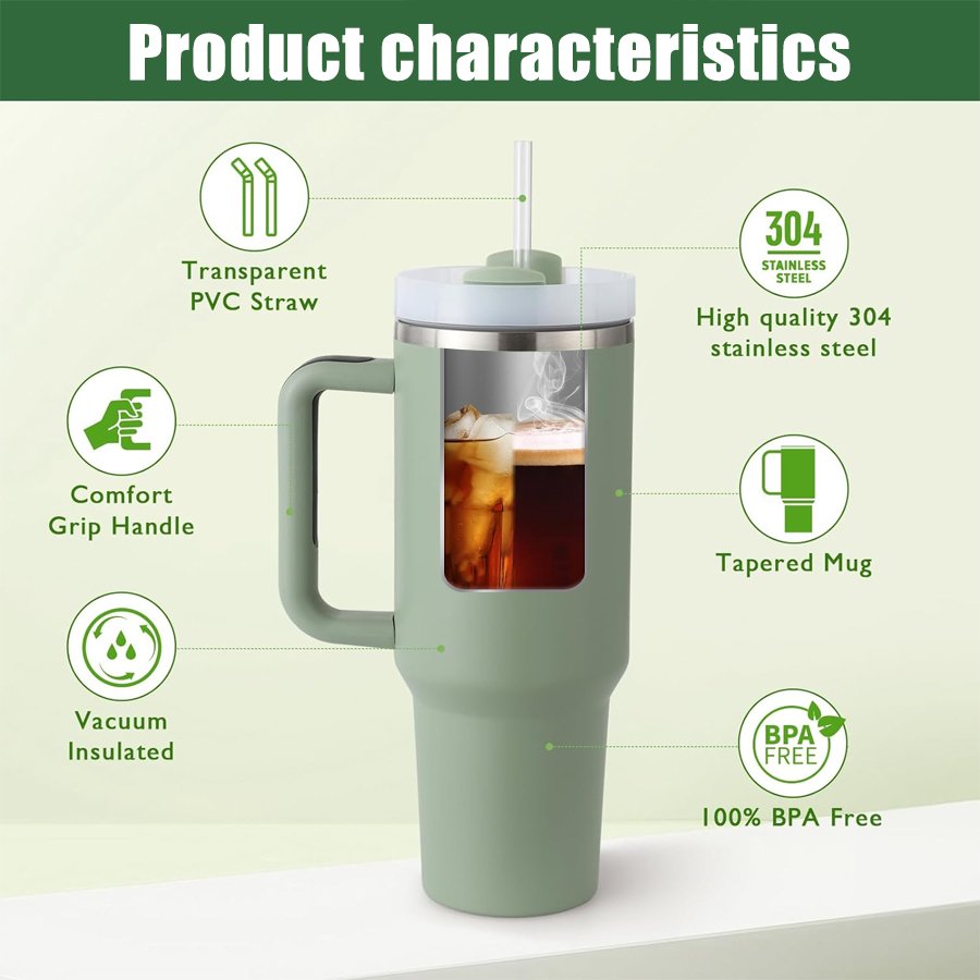 New Arrive 40 Oz Travel Tumbler Stainless Steel Cup 40oz Mugs 30oz Tumblers With Handle And Straw Sublimation water bottle