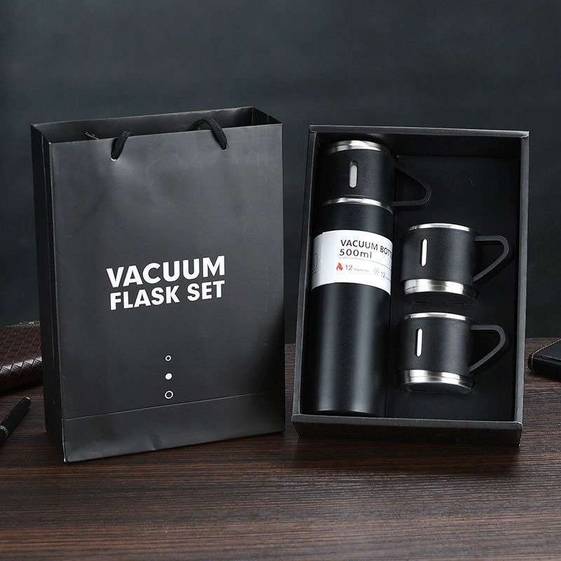Factory Wholesale 500 ml set Christmas Business gift Thermos Vacuum Flask Stainless Steel Water Bottle with 2 cups hot and cold