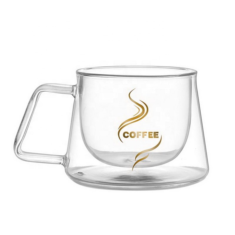 Heat Resistant Borosilicate 255ml Double wall coffee Glass cup mug