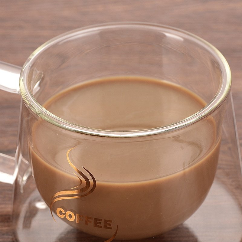 Heat Resistant Borosilicate 255ml Double wall coffee Glass cup mug