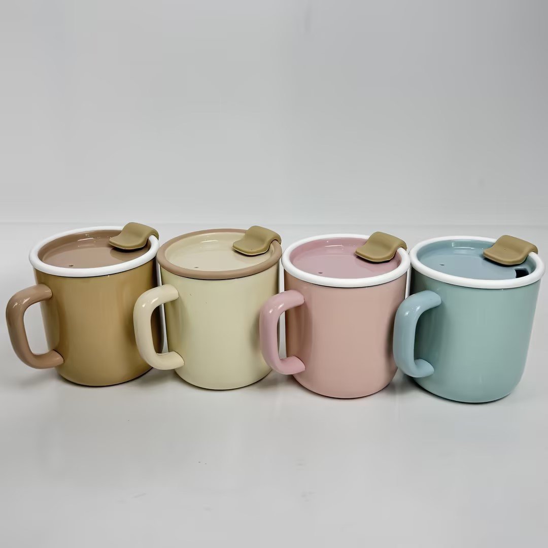 2024 New Macaron Colored 460 ml Mug with Handle Ceramic Coating No Odor Transfer Suited for Various Beverages Anti-Slip Silicone