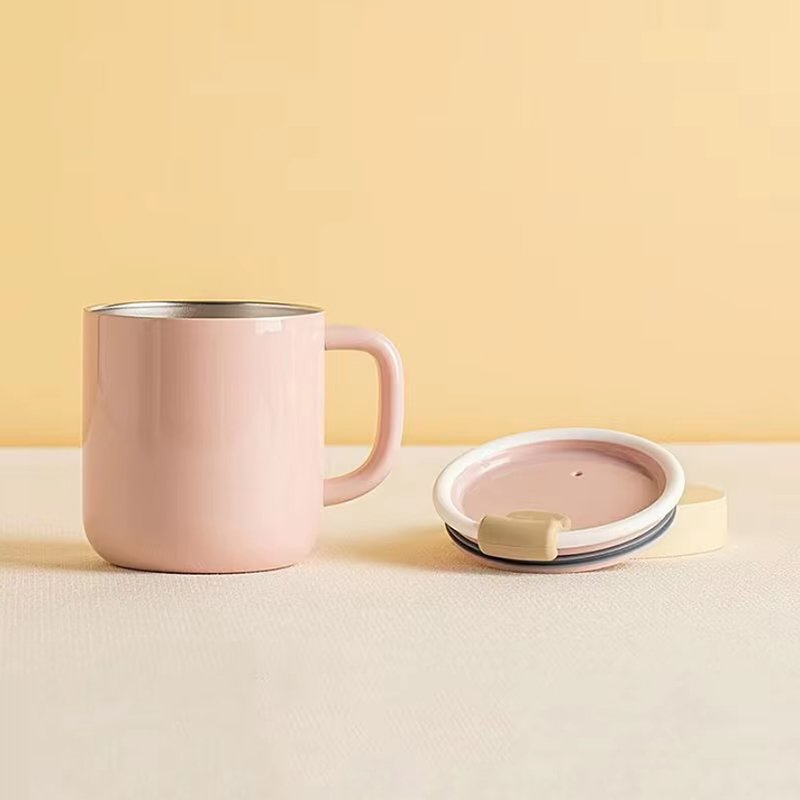2024 New Macaron Colored 460 ml Mug with Handle Ceramic Coating No Odor Transfer Suited for Various Beverages Anti-Slip Silicone