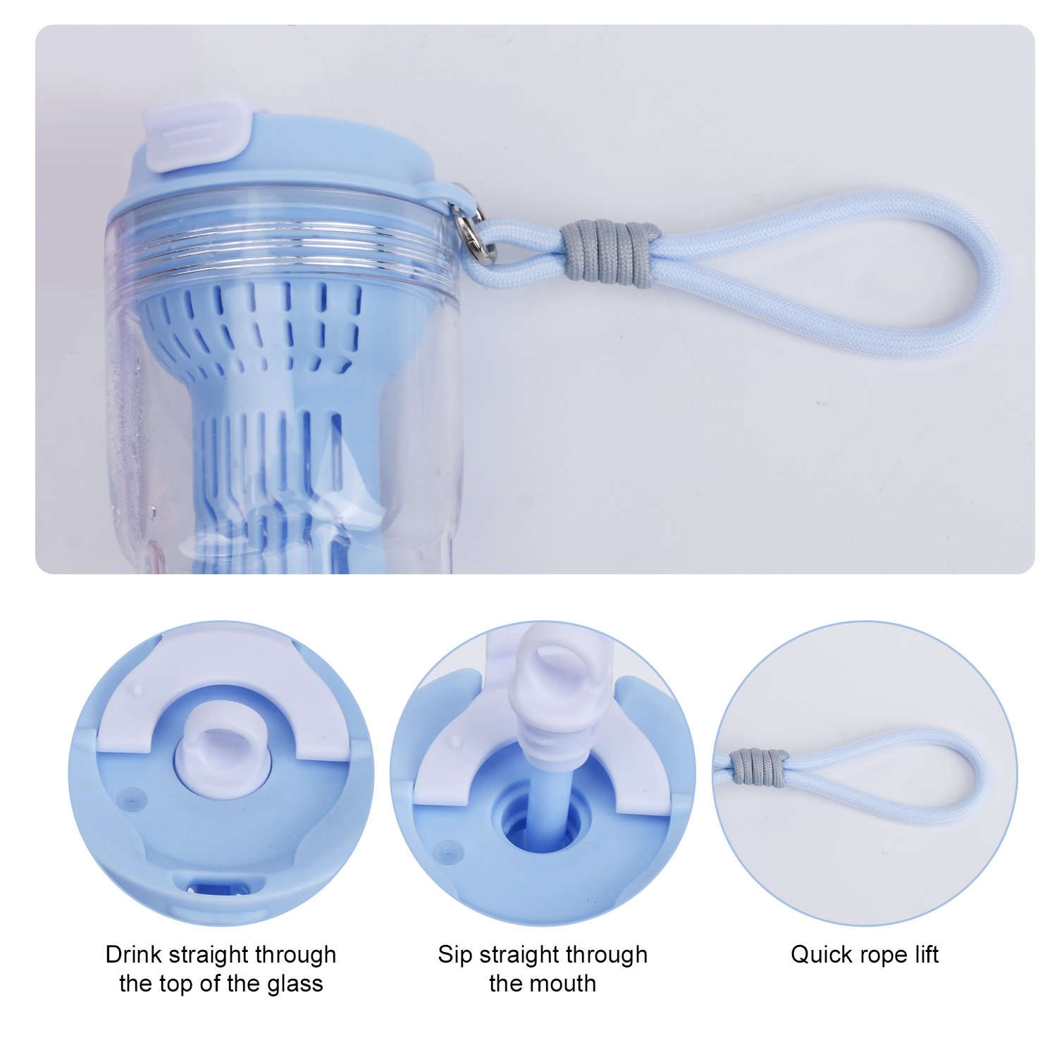 Simple Design 650ml Portable Plastic Water Bottle High-Value Kids Tumbler Transparent Sport Water Bottle With Lanyard