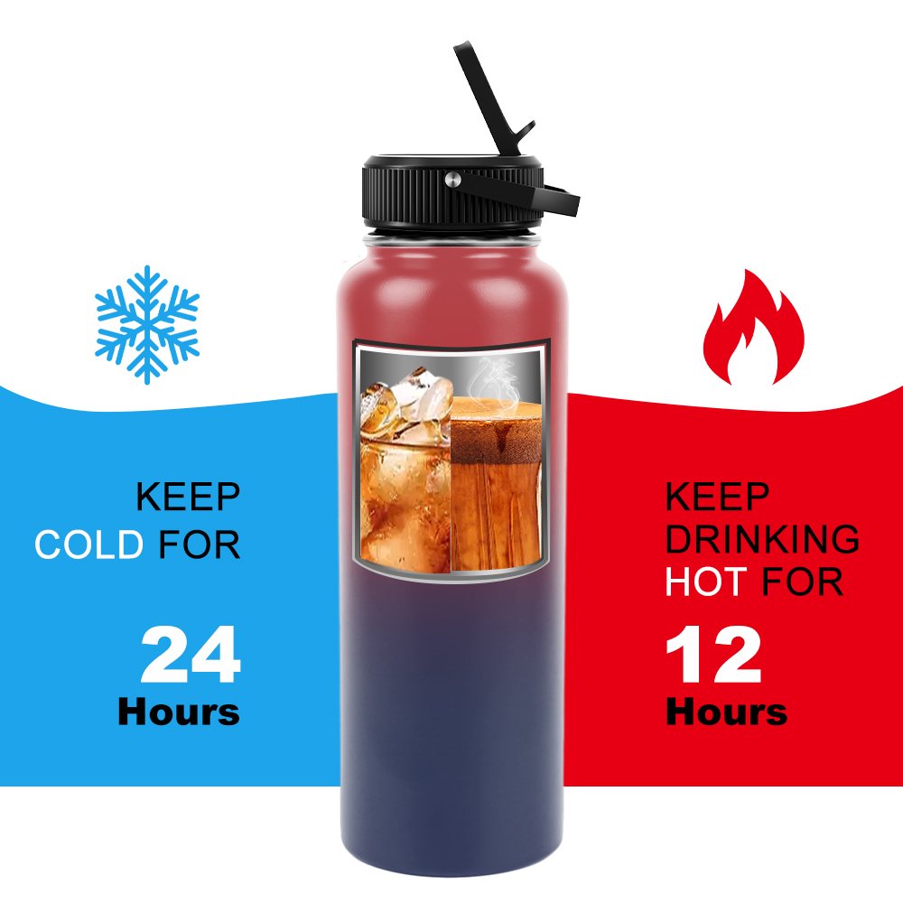 insulated water bottle 32 oz 64 oz large vacuum flasks stainless steel sports large water bottle with 2 lids