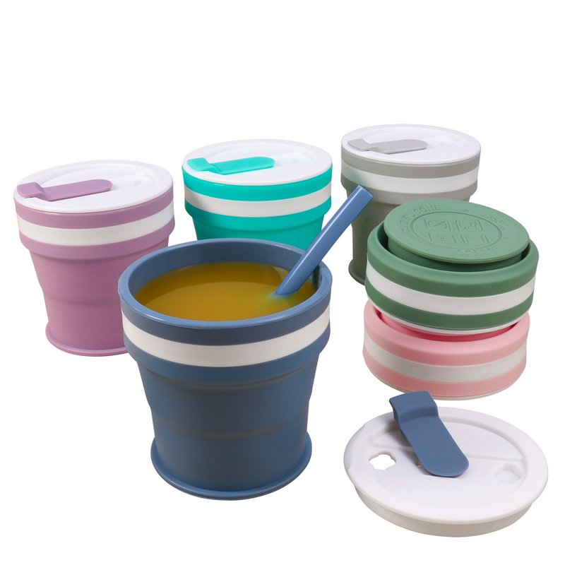 350ml Foldable Retractable Coffee Cup Reusable Folding Outdoor Silicon Cup Portable Collapsible Travel Cola Coffee Mug for Gifts