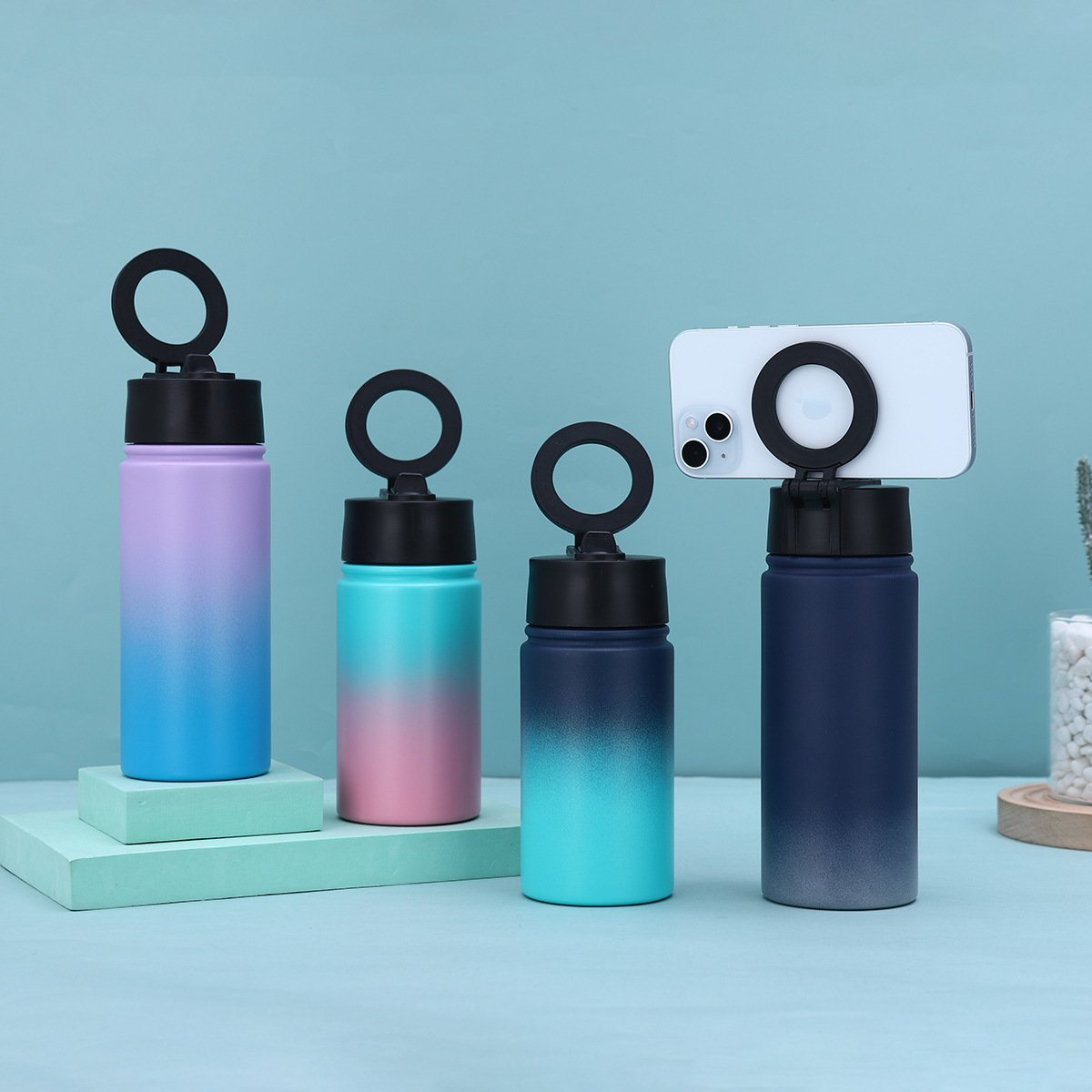 Magnetic Water Bottle new product ideas 2024 best selling stainless steel water bottle with Magnetic phone holder custom logo